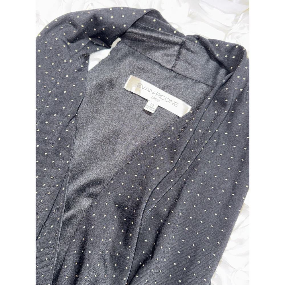 NWT Evan Picone Dress Black with Gold Studs. Calf Length Size 14 - Picture 5 of 5